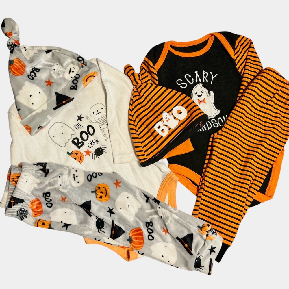 Infant baby 6-9 Month 6 Piece Halloween Bundle! Matching sets & hats